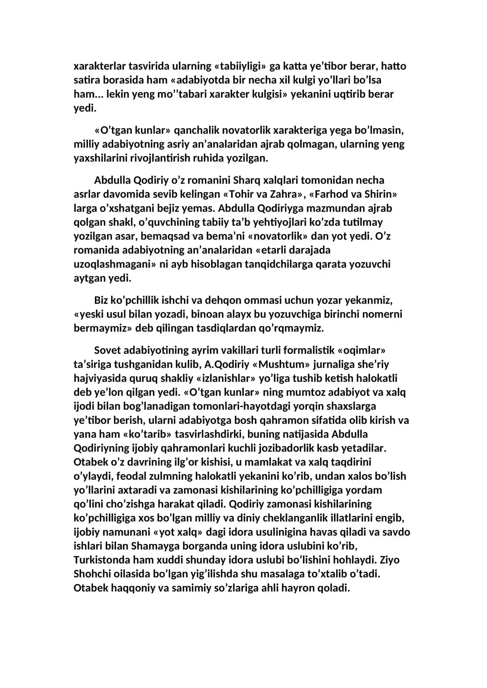 ABDULLA QODIRIYNING «O’TGAN KUNLAR» ROMANINI TAHLILI 4