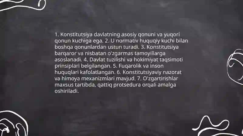 Konstitutsiyaga o'zgartirish kiritish tartibi. Konstitutsiya tushunchasi. 4