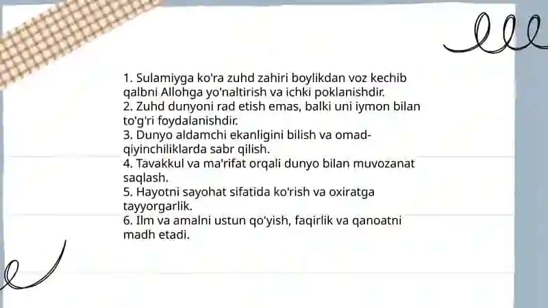 Abu Abdurahmon Sulamiyning «Tabaqot us-sufiya» asarida ifodalangan hikmatlar 4