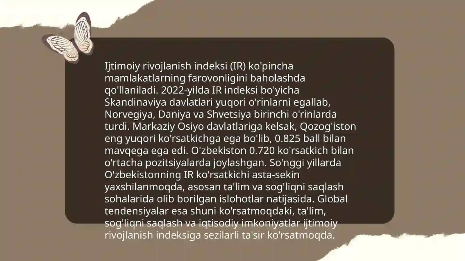 Yangi Oʻzbekistonning xalqaro reytinglardagi oʻrni 4