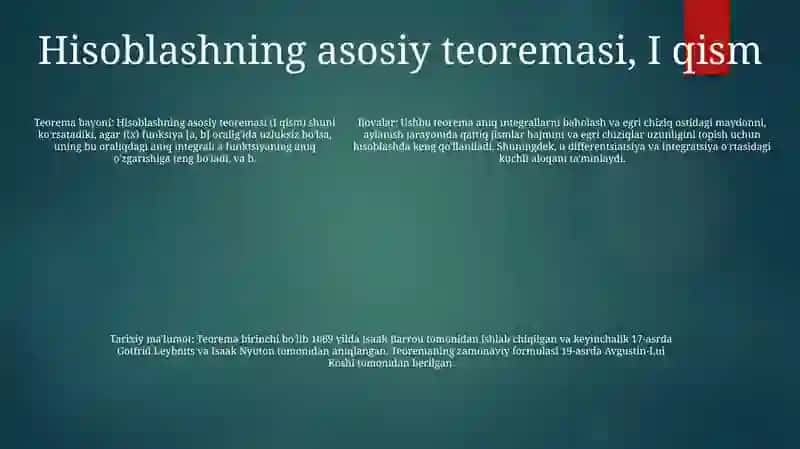 Boshlang’Ich Funksiya Va Aniqmas Integralning Ta’Rifi, Xossalari 4