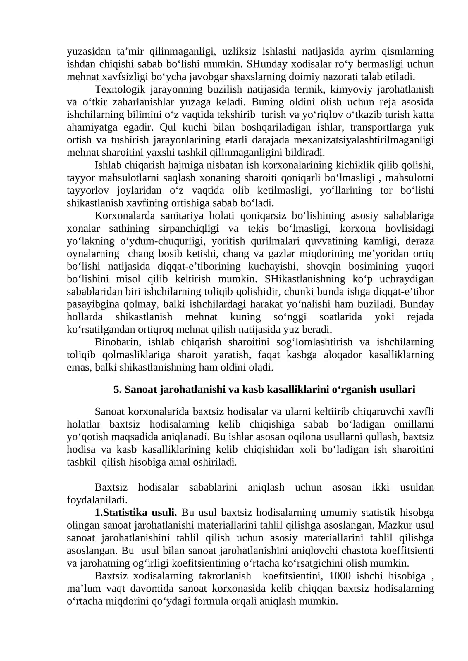 Ishlab chiqarishda yuzaga keladigan baxtsiz xodisalar uchun N-1 shaklidagi dalolatnomani to`ldirish va baxtsiz hodisani baxolash 4