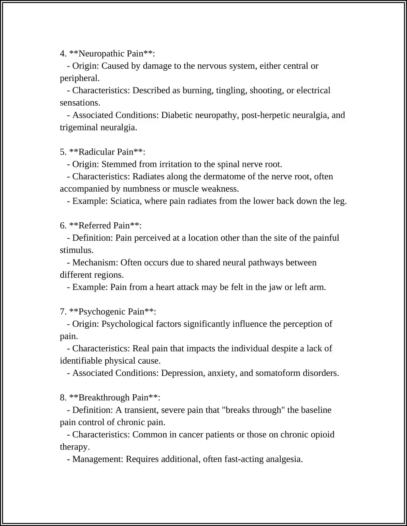 Types of Pain 4