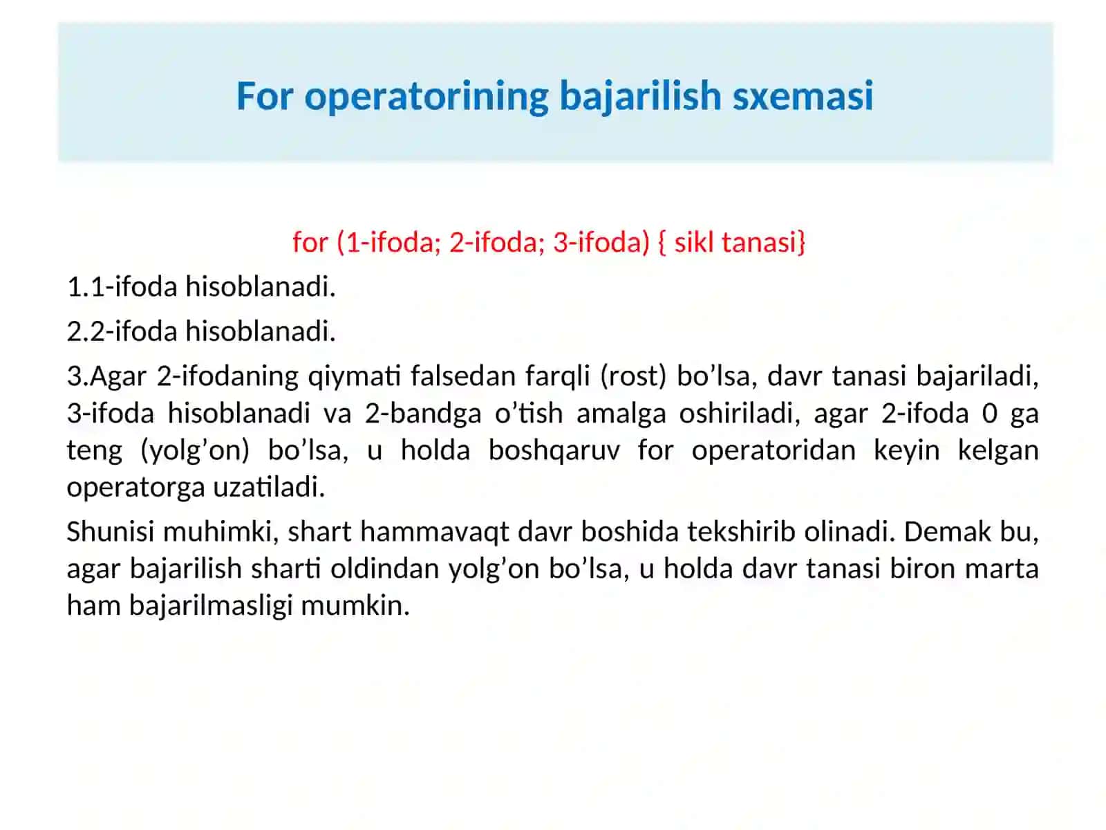 TAKRORLASH OPERATORLARI 4