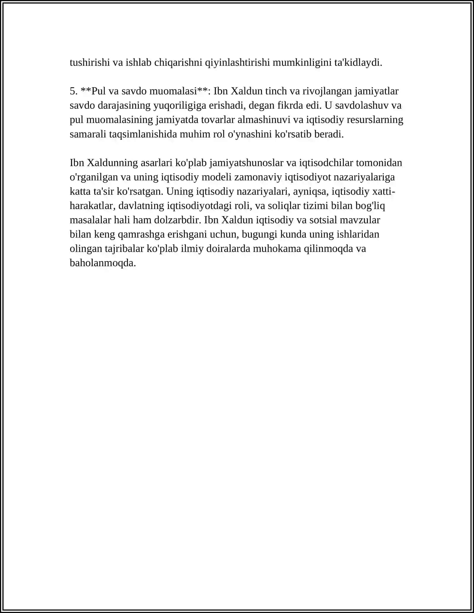 ARAB MAMLAKATLARIDA DASTLABKI IQTISODIY G'OYALAR ISLOMDAGI IQTISODIY QARASHLAR IBN XALDUN 4