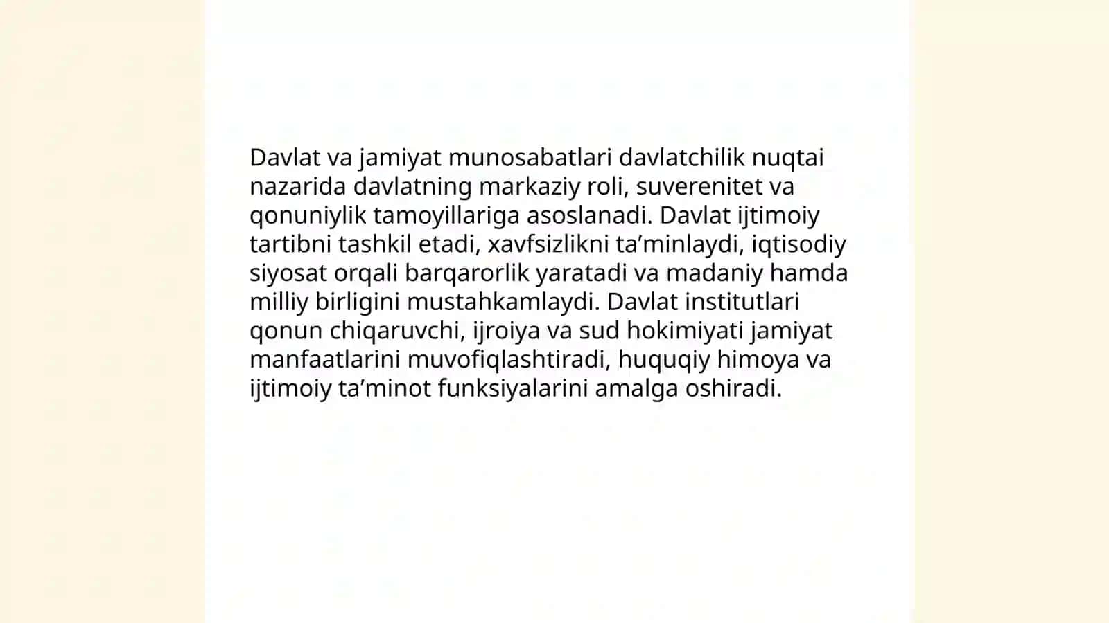 Davlatchilik tushunchasi.O'zbek davlatchiligi va uning tarixiy tushunchasi 4