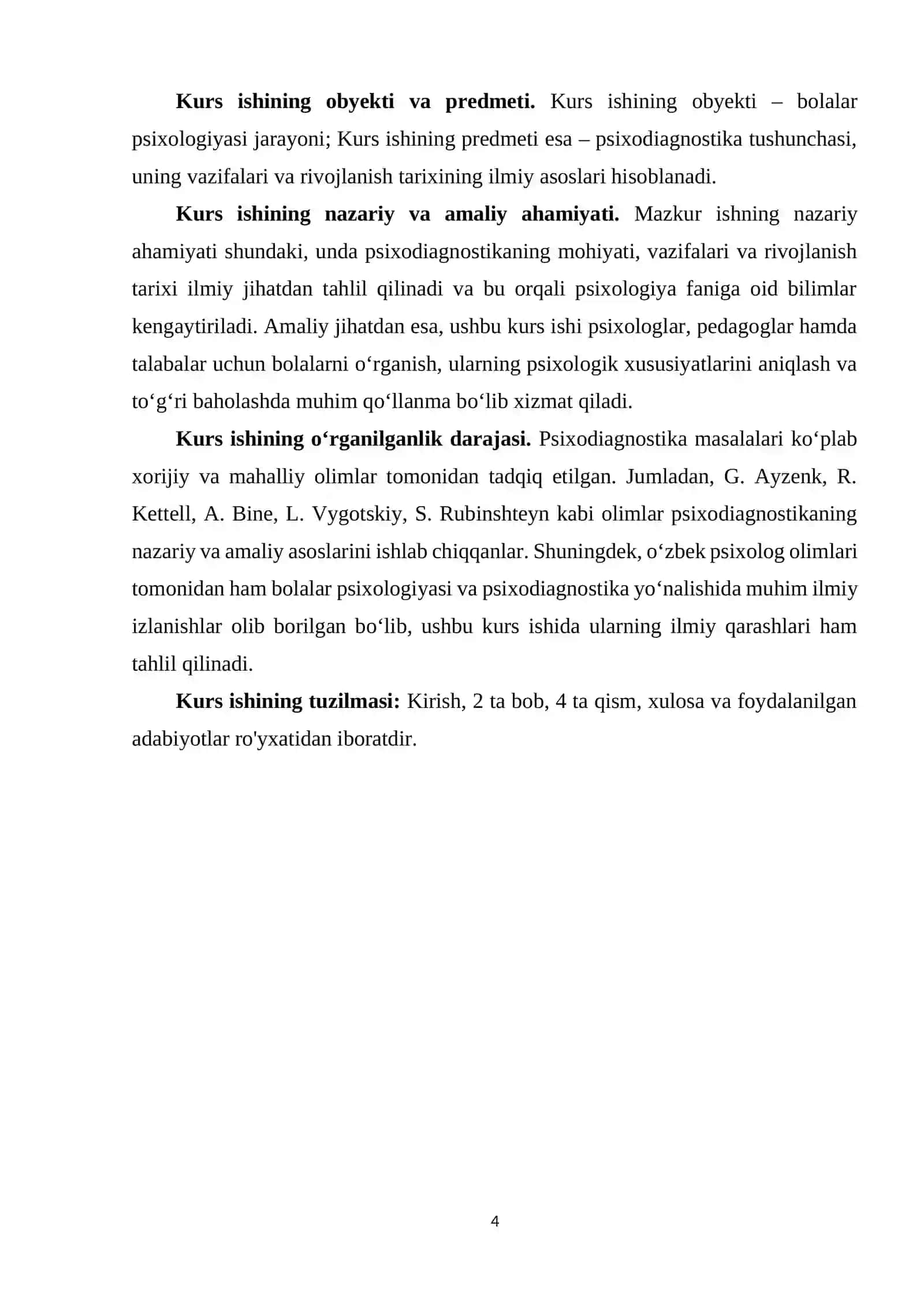 Psixadiagnostika tushunchasi, psixodiagnostika tadqiqotining vaifalari va psixodiagnostika tarixi. 4
