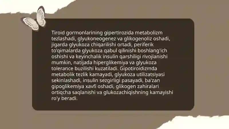 Gormonlarning giper va gipofunksiyasini metabolizmning õzgarishiga tasiri 4