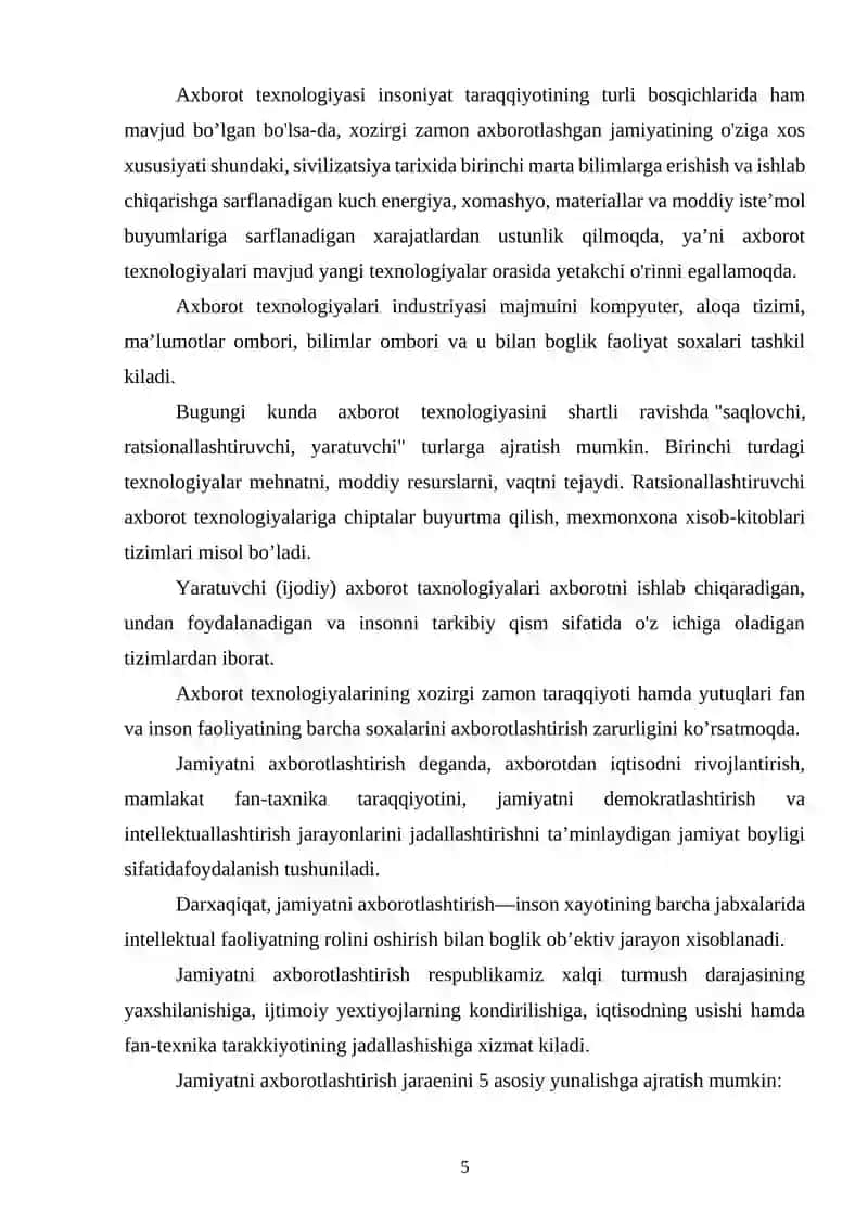 Axborotlashgan jamiyat va uning istiqbollari 4