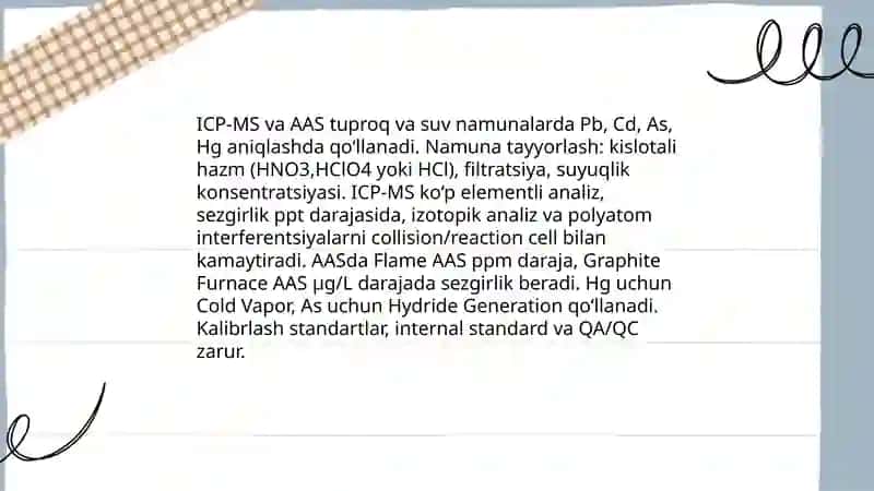 Tuproq va suvning ifloslanishida ion bog`lanishli birikmalarni aniqlab ulardan tozalash usulini ishlab chiqish 4