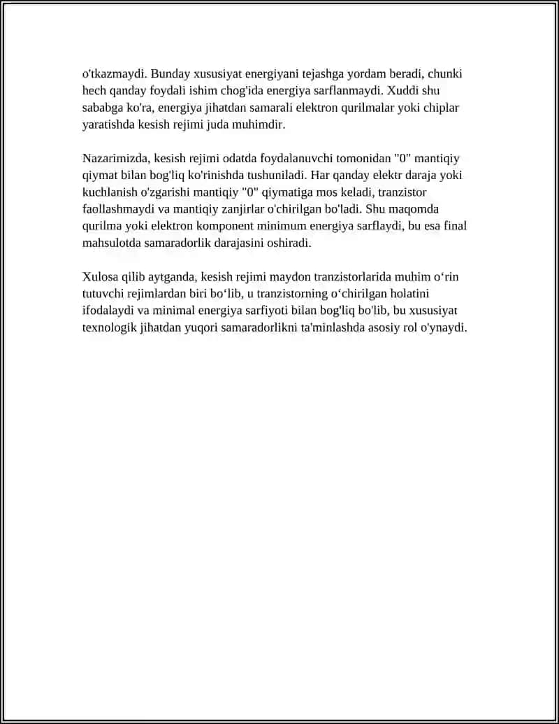 MAYDON TRANZISTORLARINING ISH REJIMLARI 4