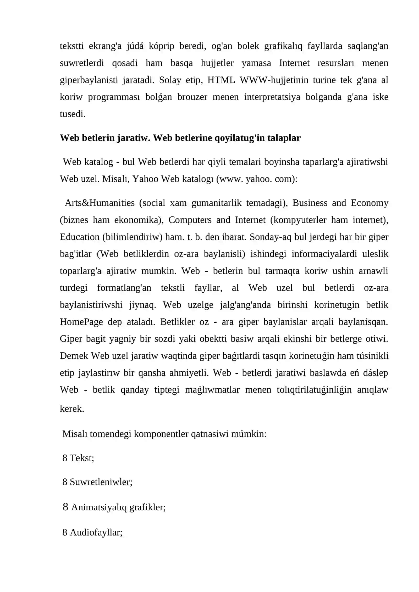 ADOBE DREAMWEAVER PROGRAMMASI JARDEMINDE VIZUAL TARIZDE VEB-BETLERDI JARATIW. VEB-SAYTTI SINAP KORIW HAM BASPADAN SHIGARIW 4