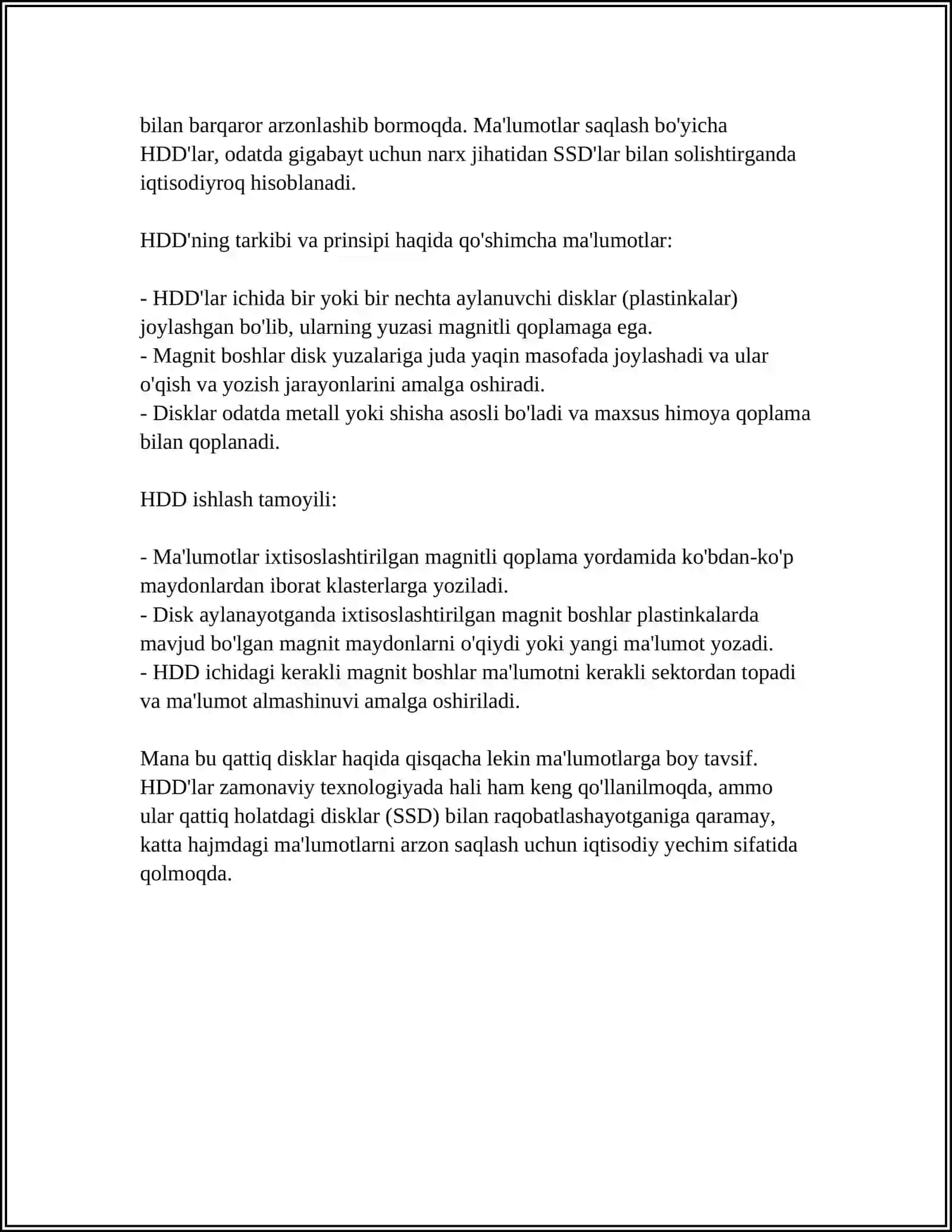 TASHQI XOTIRA QURILMALARI. AXBAROTLARNI KIRITISH - CHIQARISH QURILMALARI 4