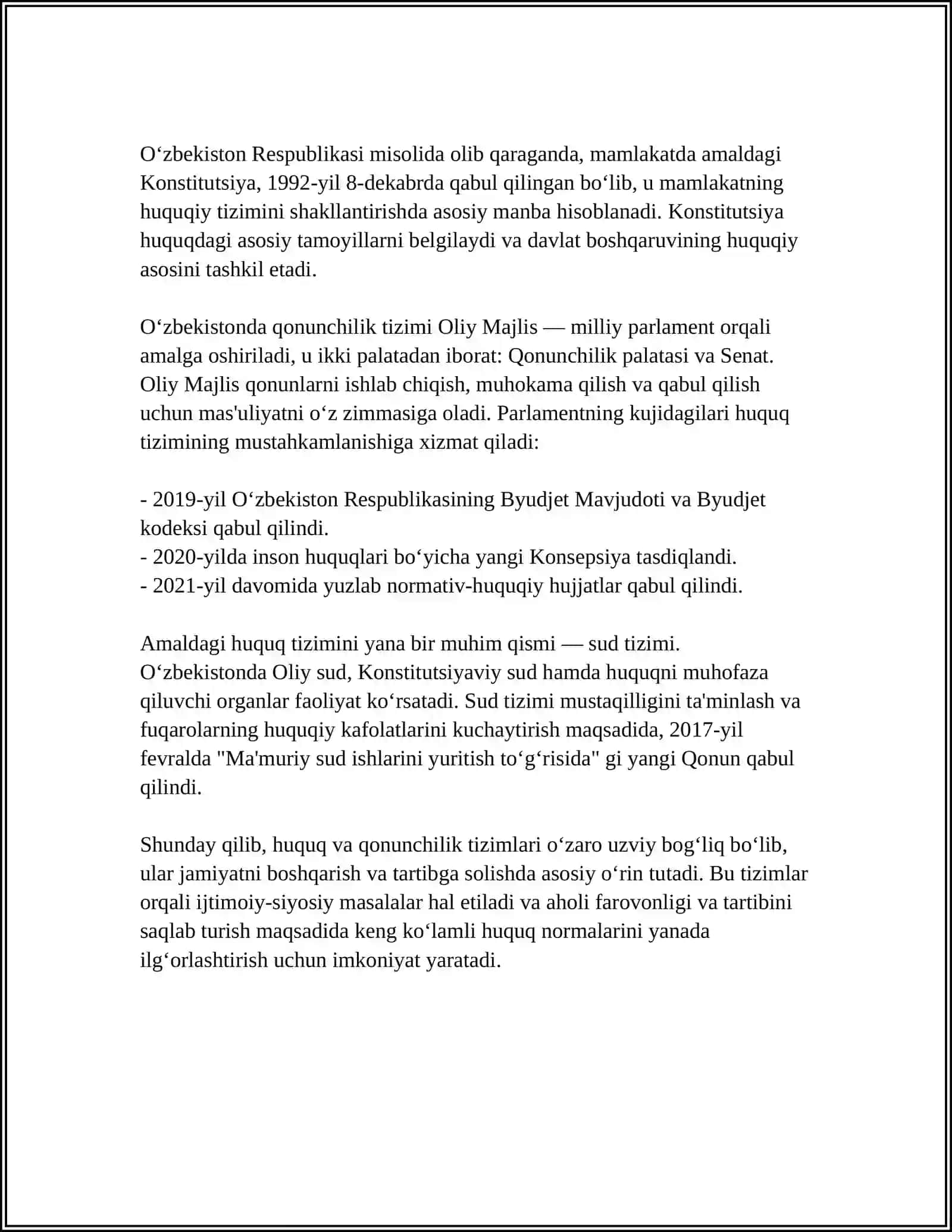 XUQUQ TIZIMI VA QONUNCHILIK TIZIMINING OʻZARO NISBATI 4