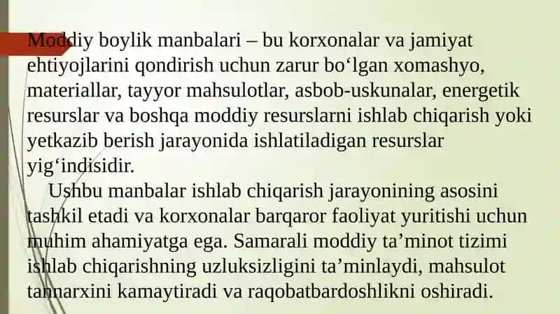 Turli xil korxonalarni moddiy boylik manbalari bilan ta’minlash strategiyasi 4