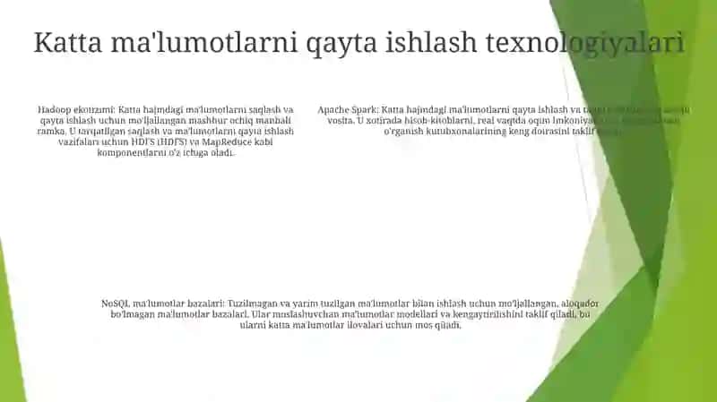 Katta MaʼLumotlarni Qayta Ishlash Texnologiyalari 4