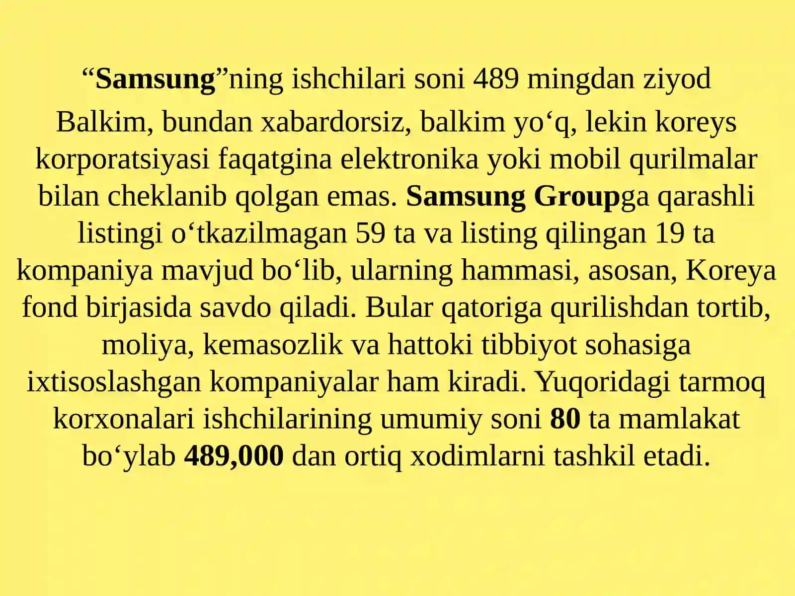 Samsung kompaniyasi yutuqlari va faktlar 4