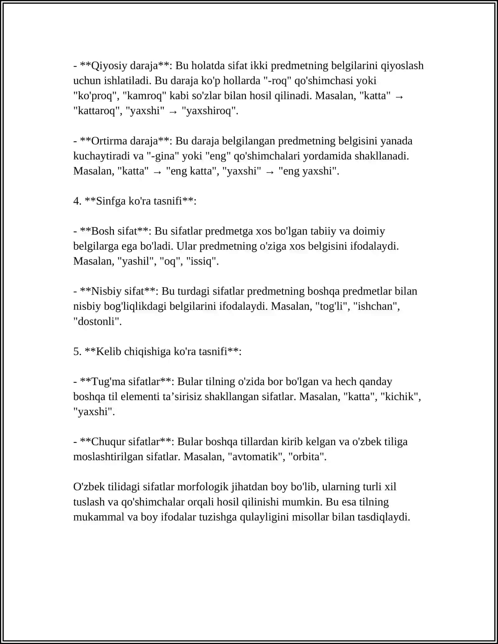 ÓZBEK TILIDA SIFATLARNING MORFOLOGIK USUL BILAN YASALISHI 4