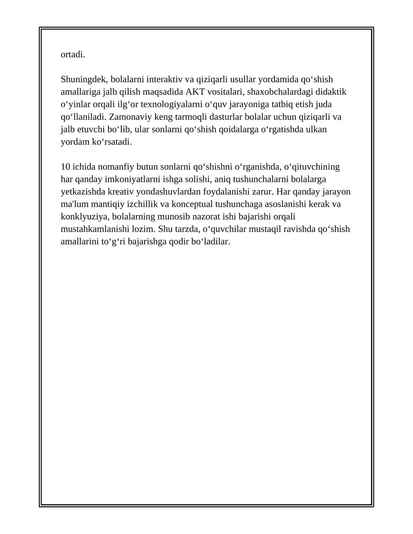 NOMANFIY BUTUN SONLAR USTIDA ARIFMETIK AMALLARNI O‘RGATISH METODIKASI 4