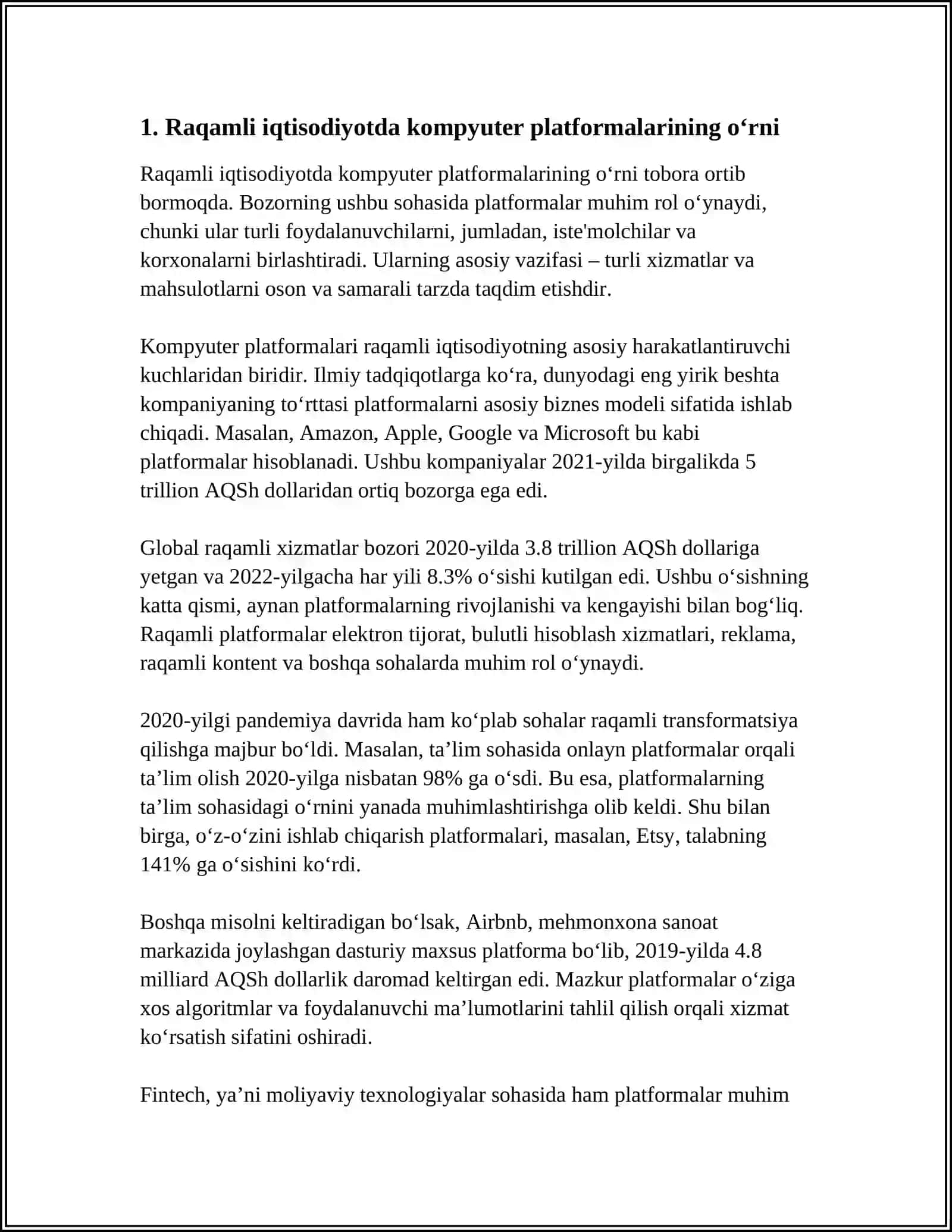 IQTISODIY MASALALARNI YECHISHDA ZAMONAVIY KOMPYUTER PLATFORMALARINI QO'LLASH 4