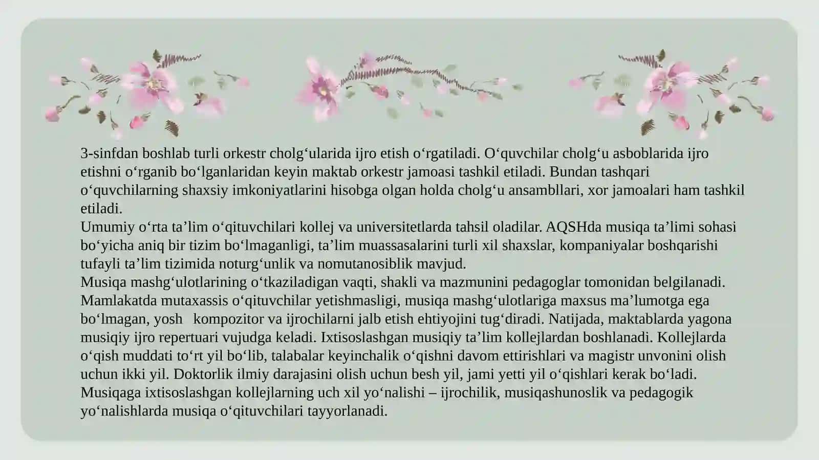 XORIJIY MAMLAKATLARDA MUSIQA TA’LIM-TARBIYA TIZIMI 4