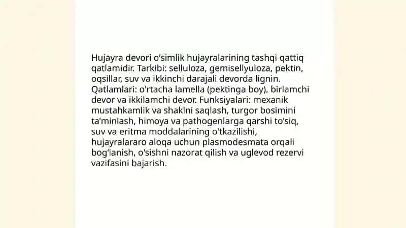 Oʻsimlik hujayra va toʻqimalarning tuzilishi 4