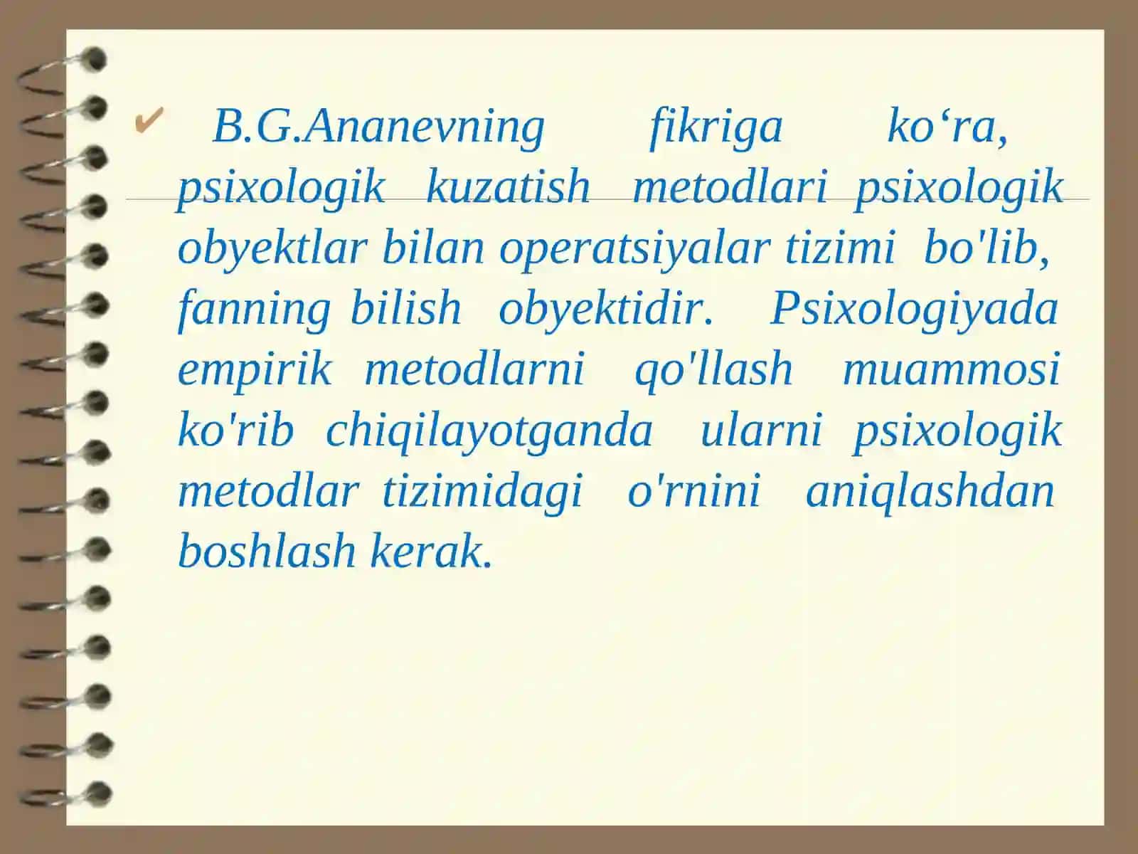 Psixologik eksperimentning asoslari.Psixologik tadqiqot metodlari klassifikasiyasi 4