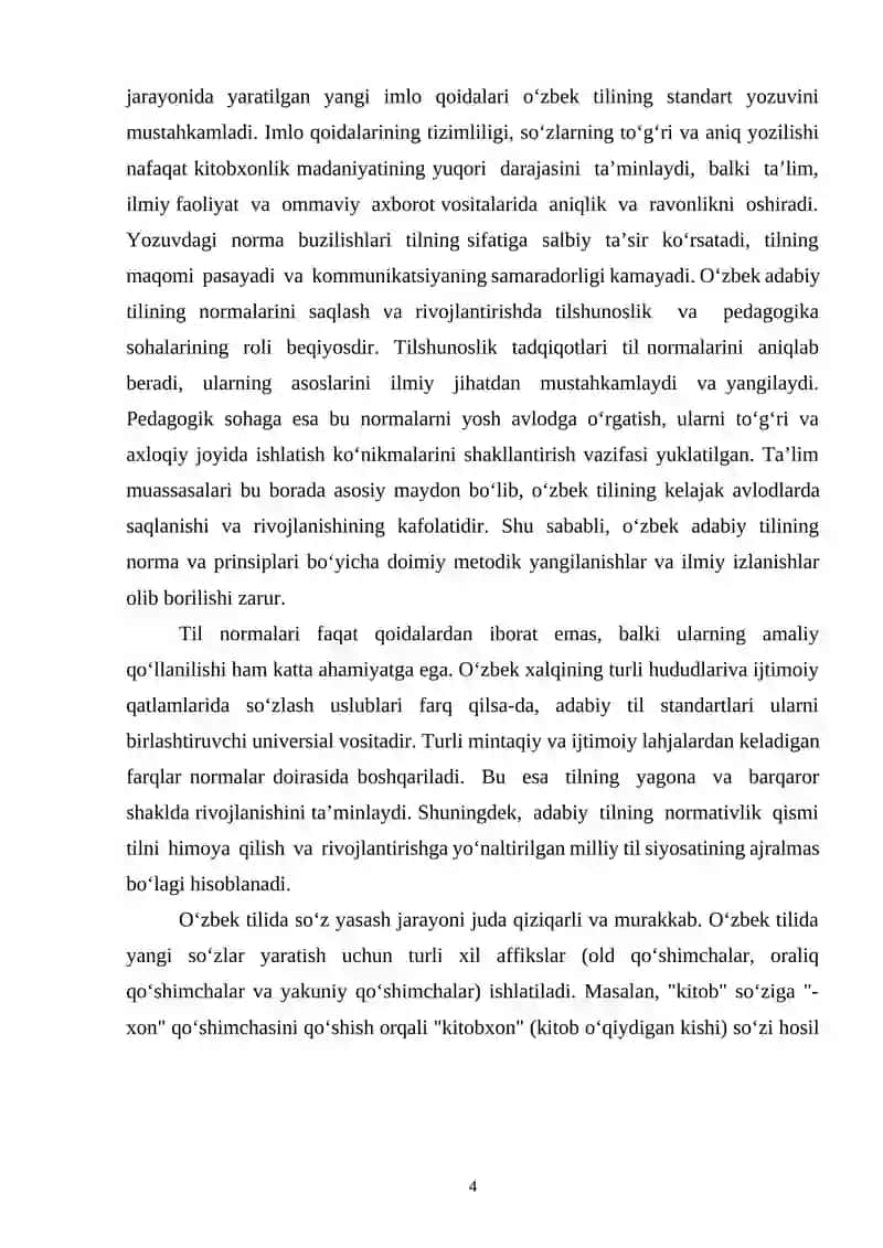 OʻZBEK TILI VA ADABIY NORMALARI, IMLO TALAFUZ, AKSENTALOGIYA SOʻZ YASASH GRAMATIK, USLUBIY. PUBLISTISTIK HAQIDA 4