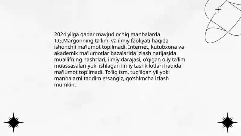 T.G.Margon haqida maʼlumot 4