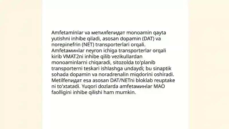 MNS faliyotini qo'zg'atuvchi moddalari farmakologiyasi 4