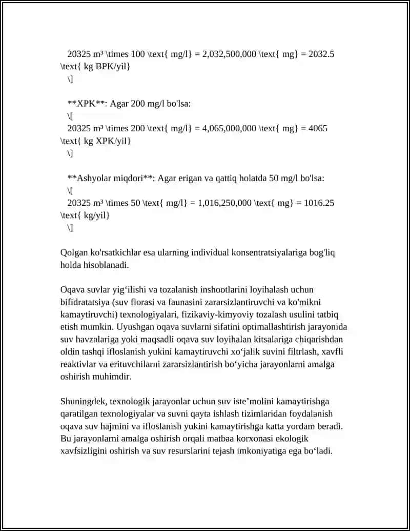 YILIGA 4065 TONNA KITOB ISHLAB CHIQARADIGAN MATBAA KORXONASINING OQAVA SUVLARINI TOZALASH INSHOOTLARINI LOYIHALASH 4