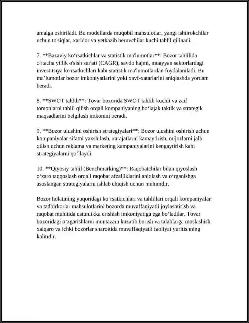 TOVARNING BOZORDAGI HOLATINI BAHOLASH HAMDA TALAB ELASTIKLIGI 4