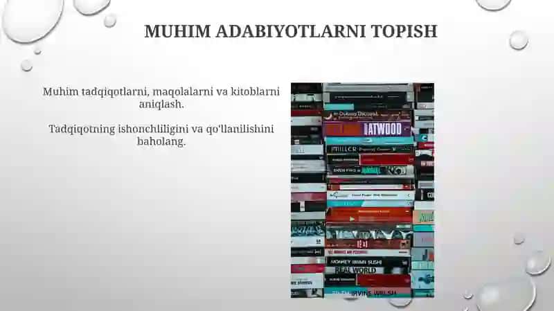 Maxsus adabiyotlar va ilmiy tadqiqot ishlarini o‘rganish va tahlil qilish 4
