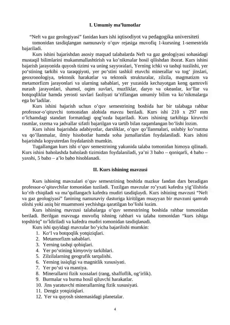 Neft va Gaz Geologiyasi Kurs Ishi 4