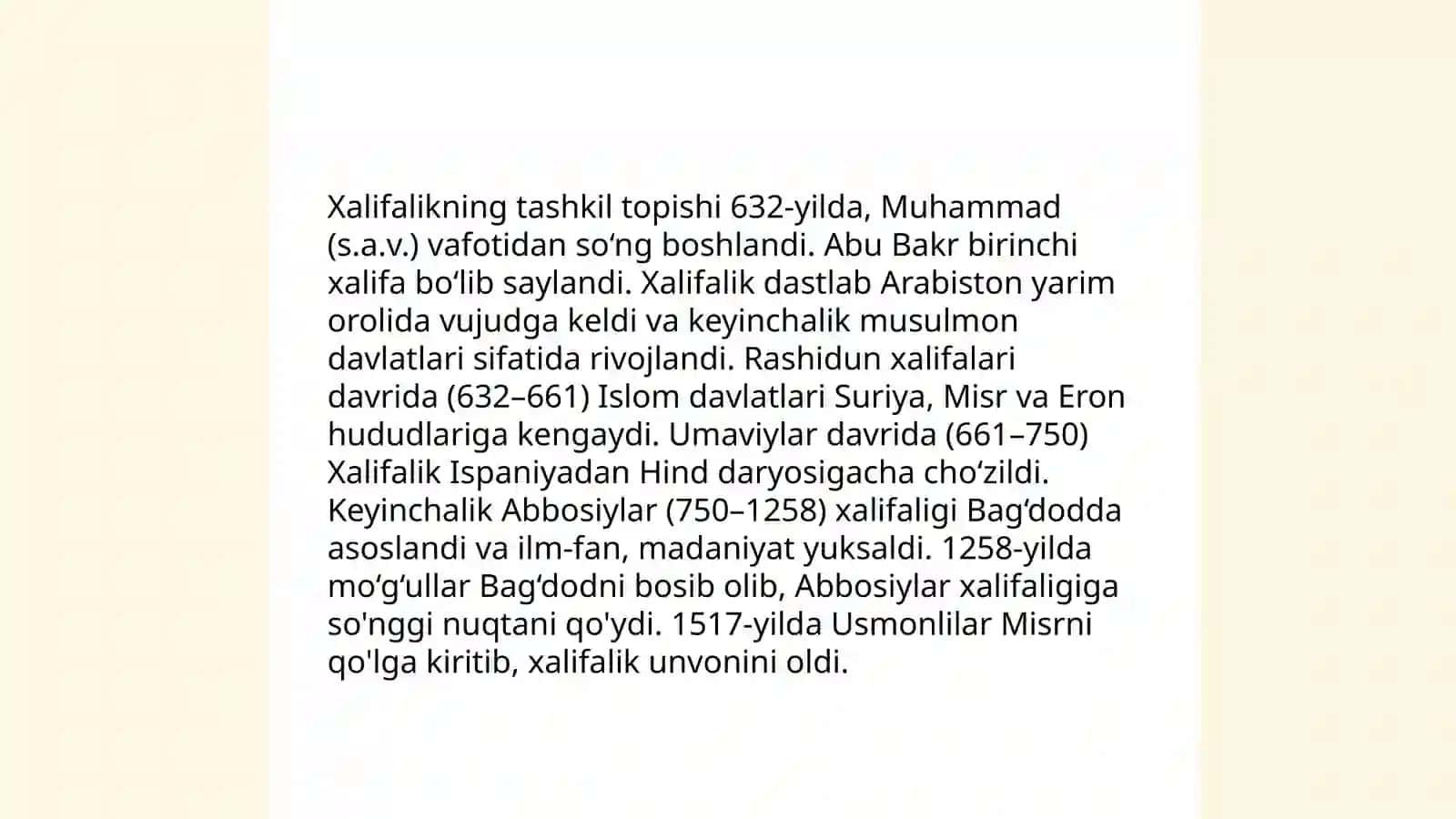 Arab o'rta asrlarda: islom va xalifalik 4