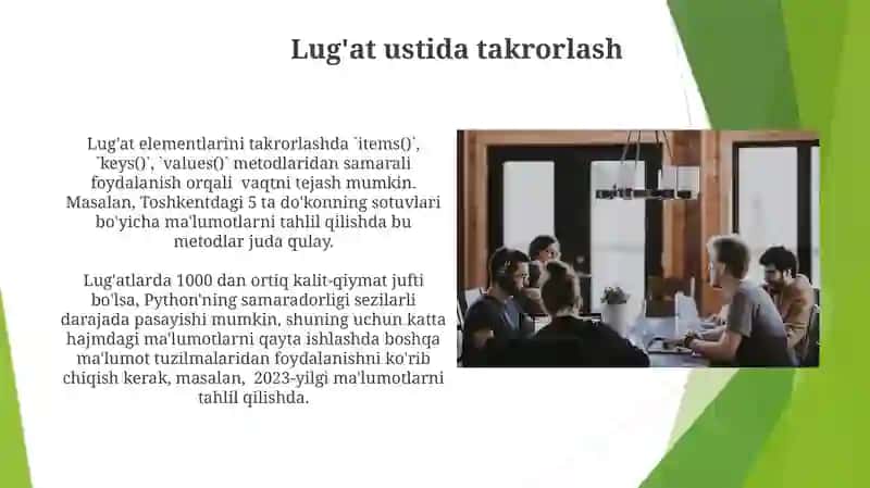 Lug'atlar bilan ishlaydigan metod va funksiyalar 4