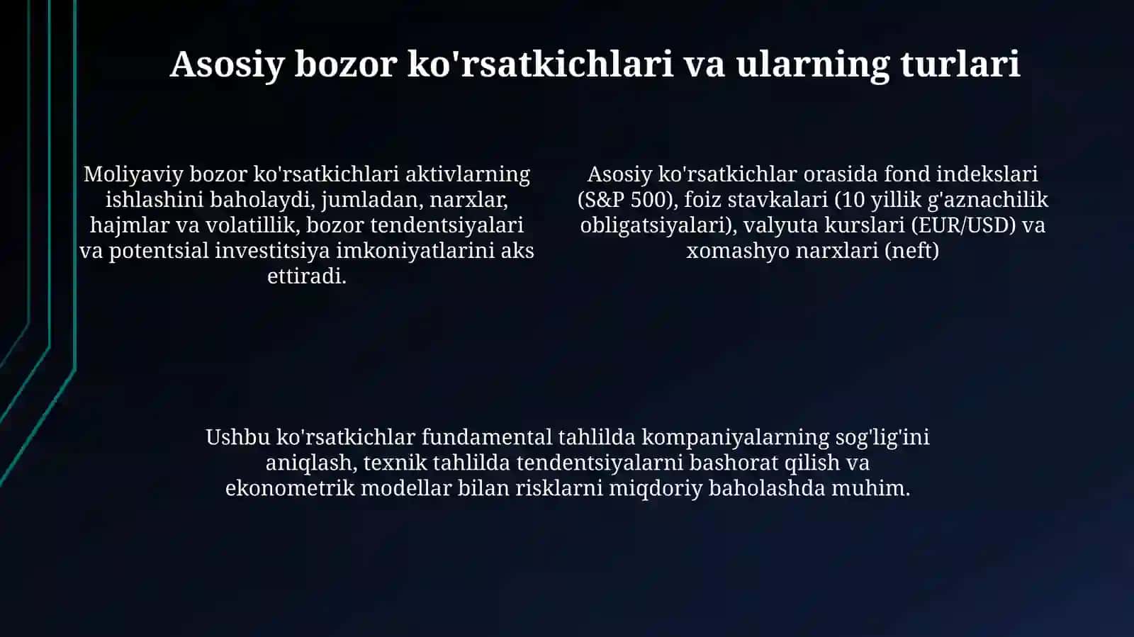 Moliya bozori indikatorlarini baholash 4