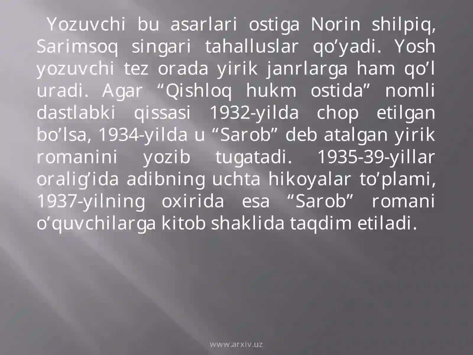 Abdulla Qahhor hayoti va ijodi 4