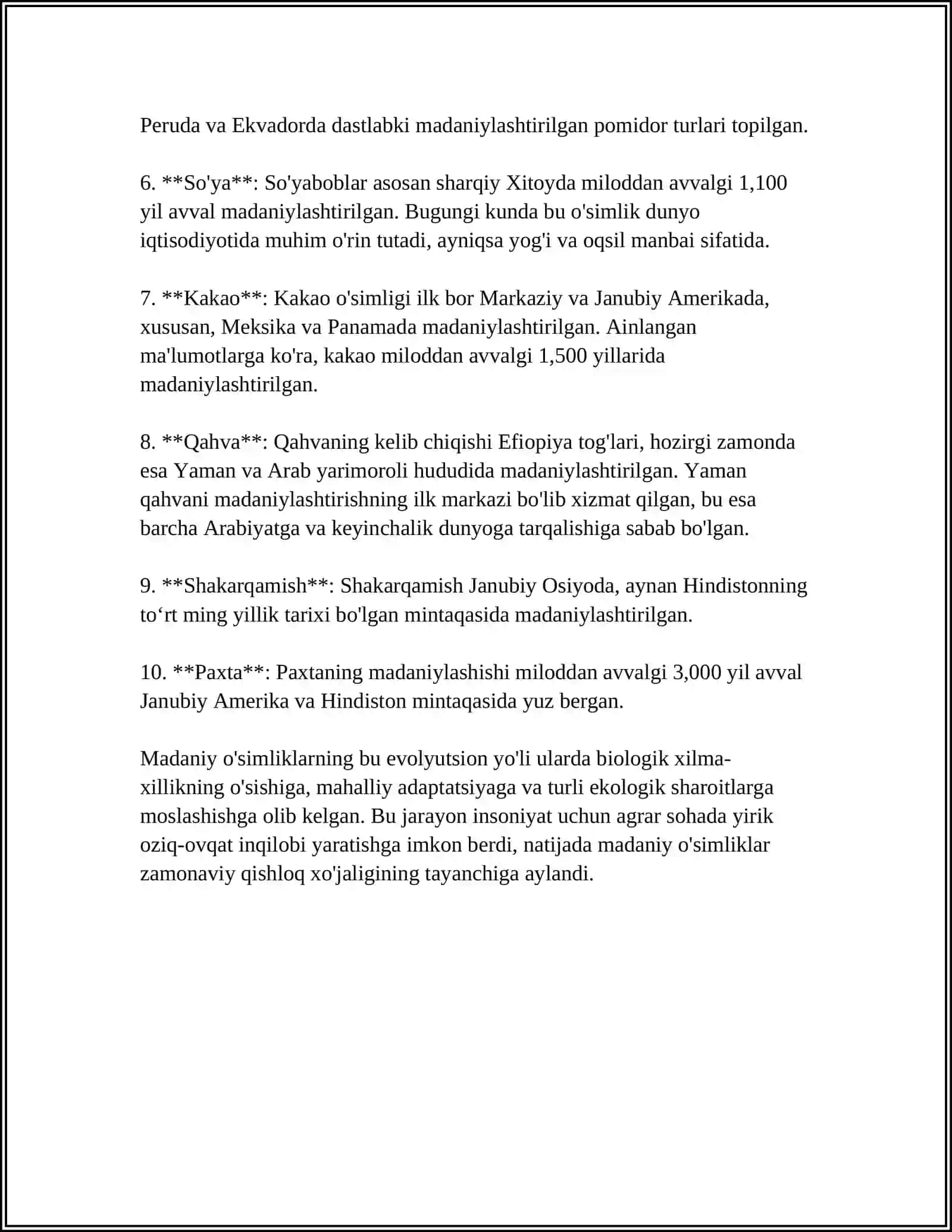 MADANIY O‘SIMLIKLARNING KELIB CHIQISHI VA EVOLUTSIYASI 4
