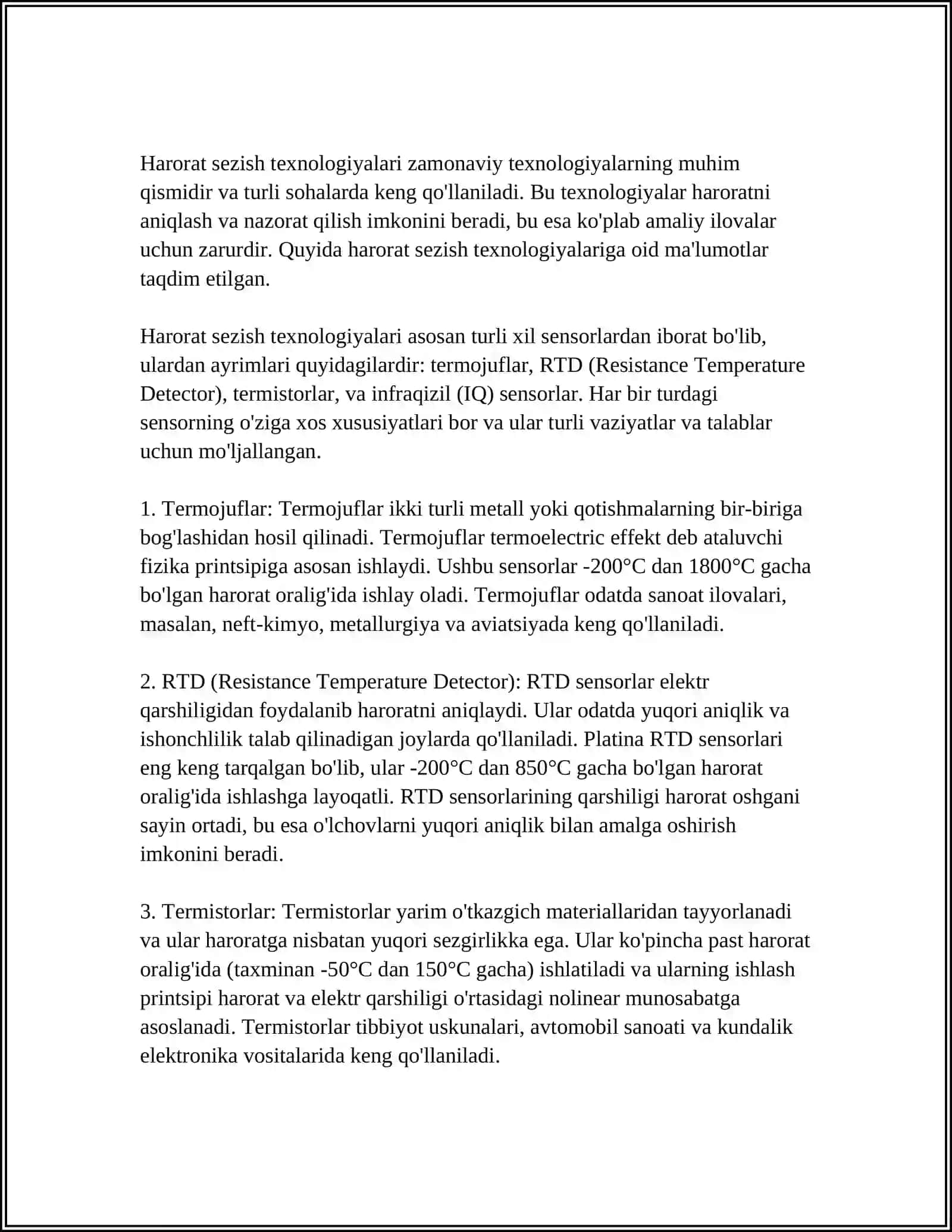 MUSTAQIL ISH Mavzu: HARORAT ANALIZATORI 4