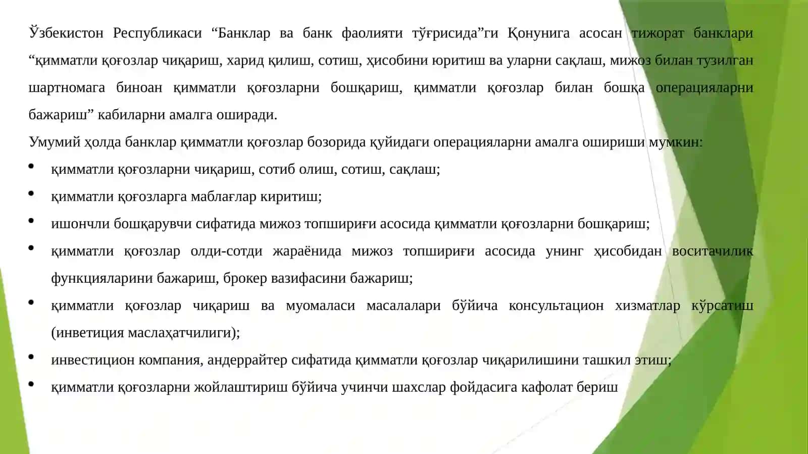 Banklar va boshqa moliyaviy vositachilari 4