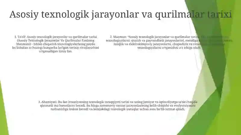 Asosiy Texnalogik Jarayonlar Va Qurilmalar Fanining Mazmuni 4