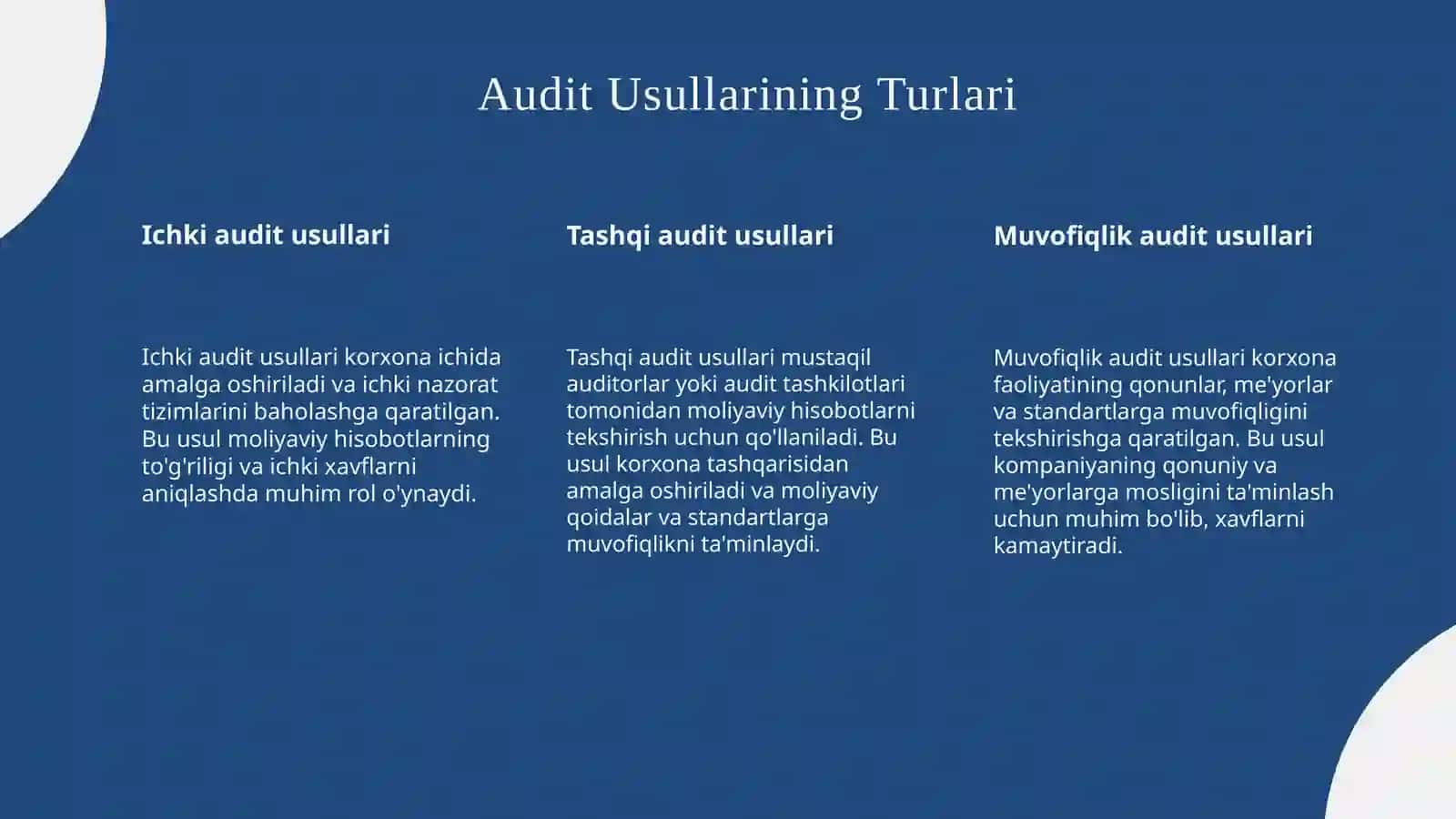 Audit Usullari va ularning moliyaviy hisobotdagi roli 4