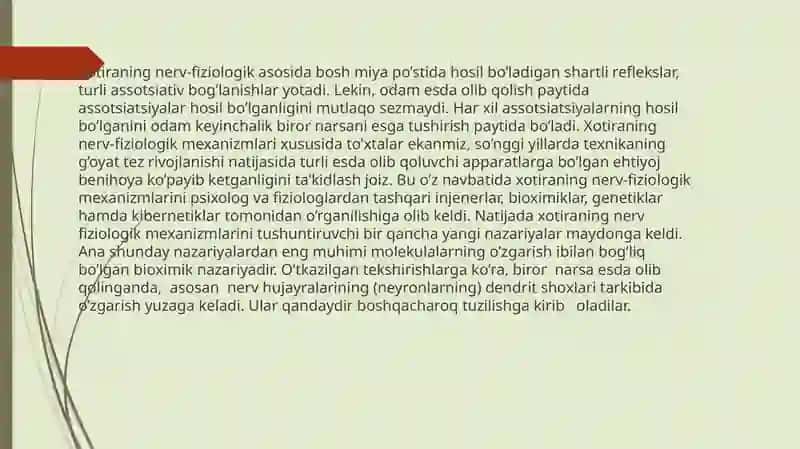 Xotira, xotiraning nerv fiziologik asoslari 4