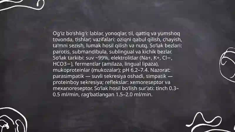 Ovqat hazm qilish tizimi fiziologiyasi 4