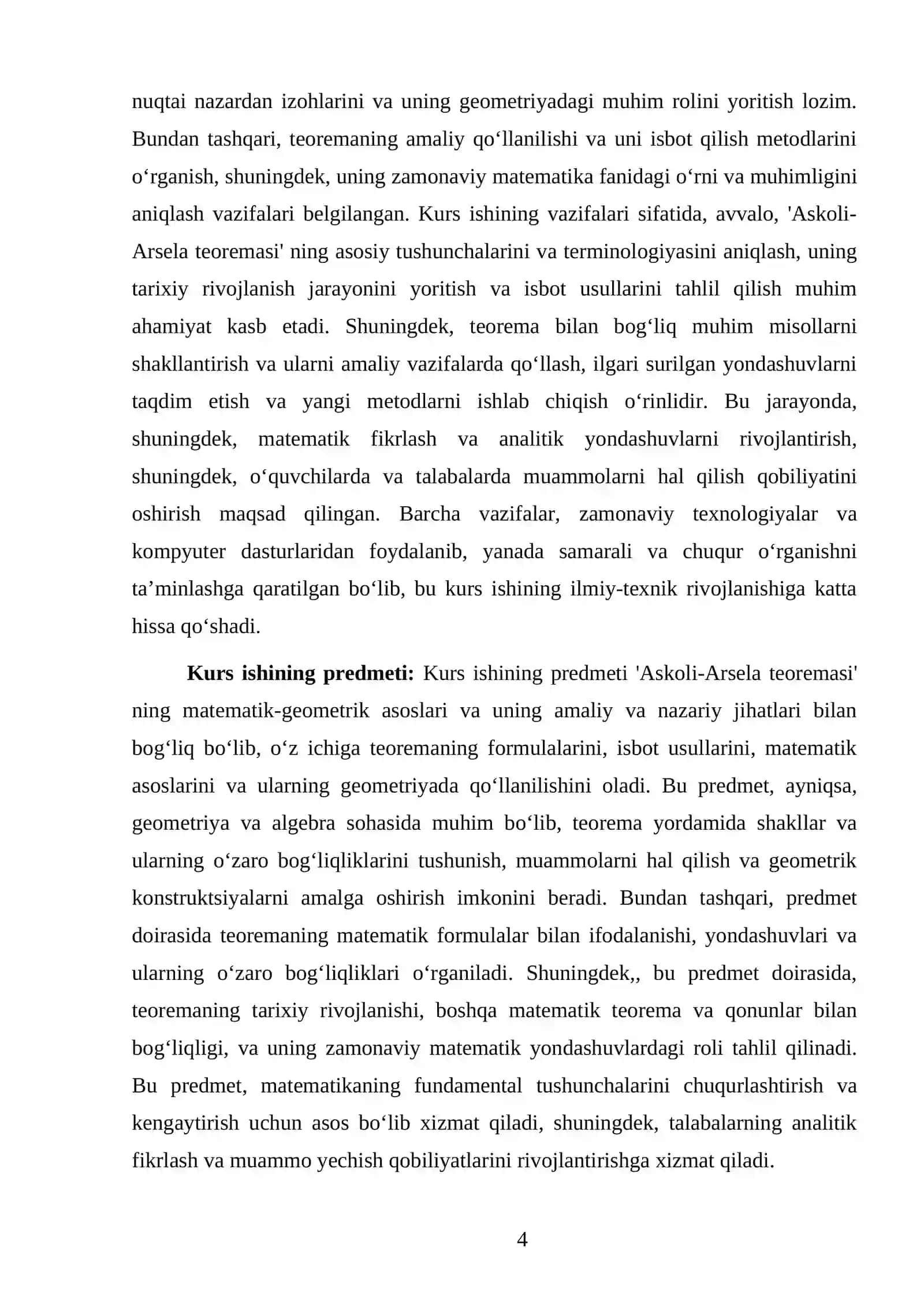 Askoli -Arsela teoremasi KURS ISHI 4