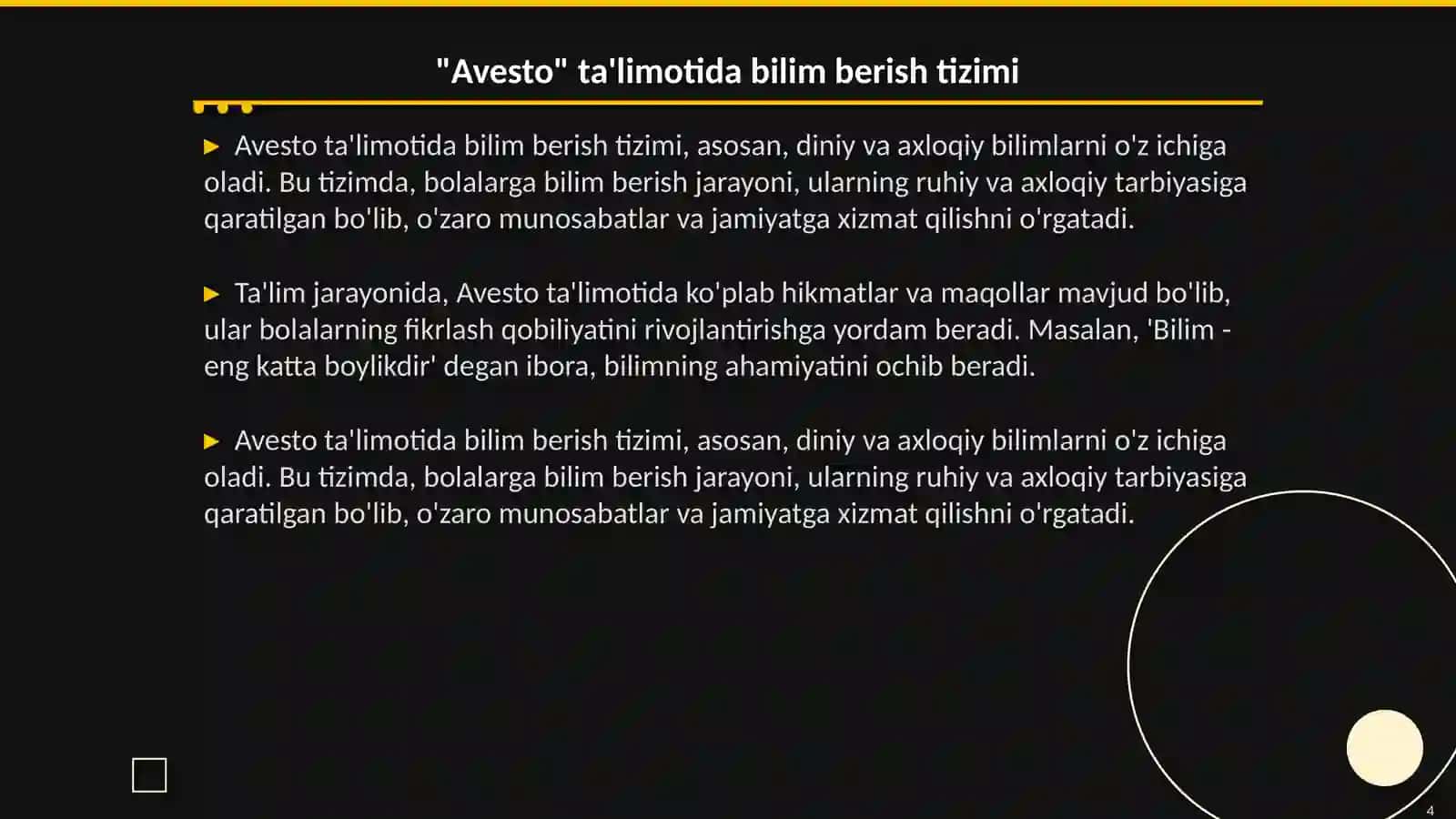 "Avesto" ta'limotida ta'lim-tarbiya masalalari yuzasidan pedagogik fikrlar 4