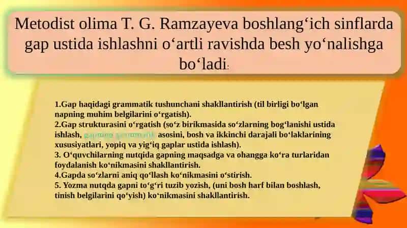 BOSHLANG‘ICH SINFDA GAP USTIDA ISHLASHDA QO'LANADIGAN KO'RGAZMALAR 4