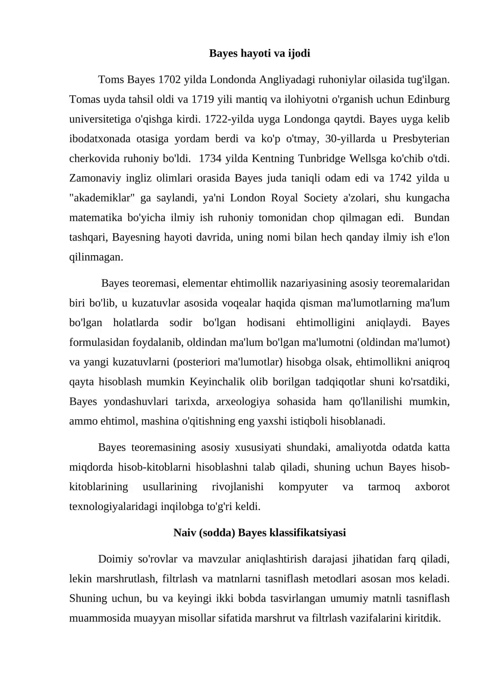 Matnlarni tasniflash va sodda Bayes yondashuvi 4