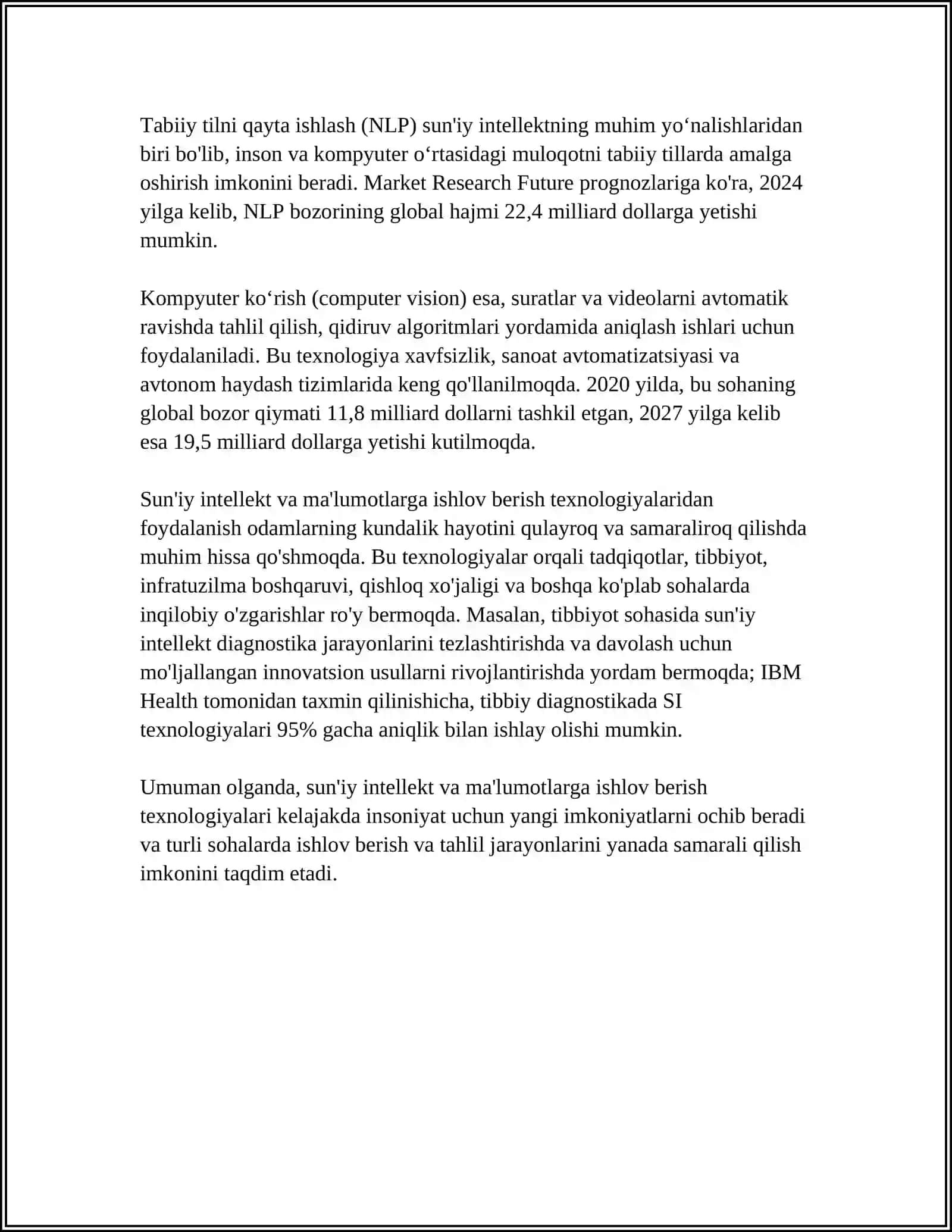SUN’IY INTELLEKT TEXNOLOGIYАLARINING O‘ZIGA XOS XUSUSIYATLARI 4